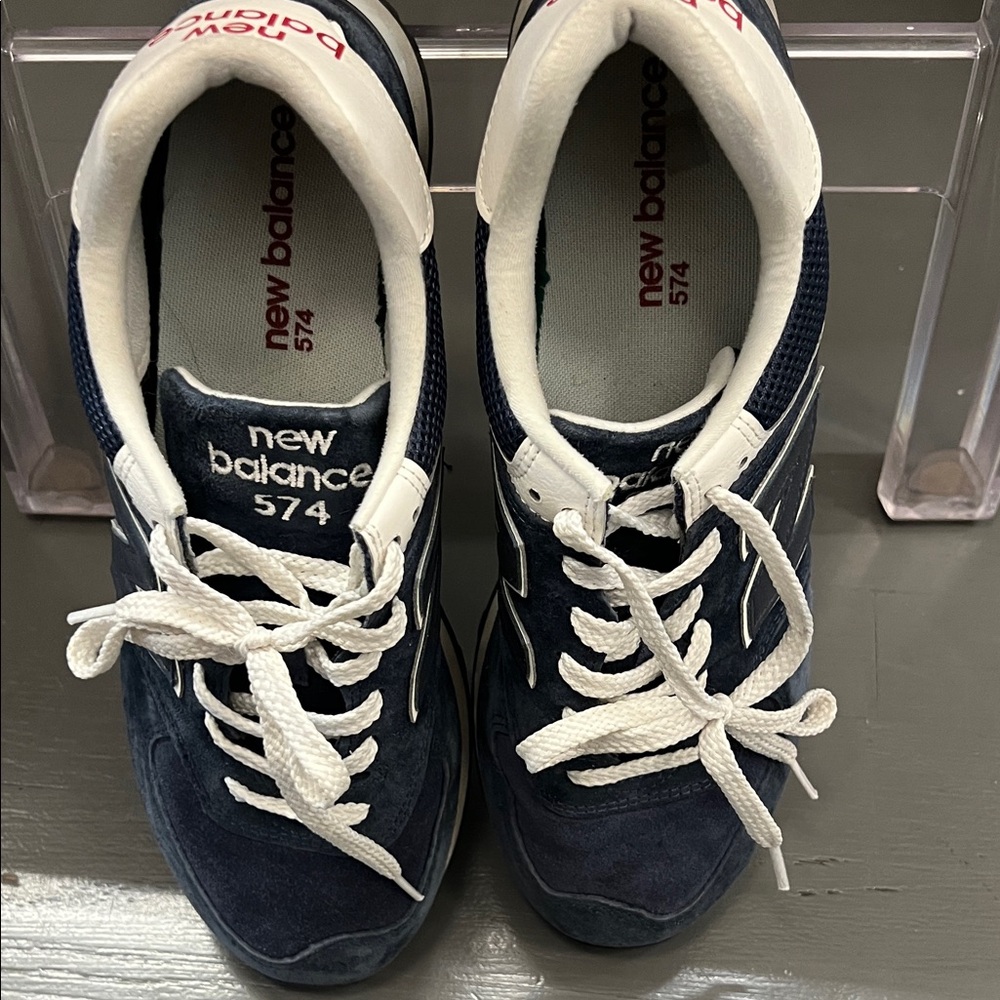 New Balance 574 Dark Blue and White Sneakers